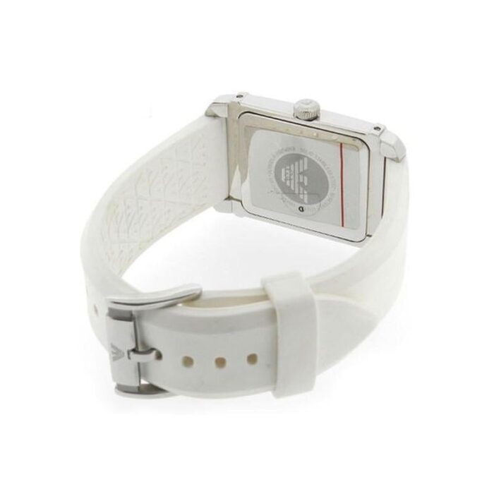 Emporio Armani Ladies' White Rectangular Dial Watch with Silicone Strap - AR0498 - Image 2